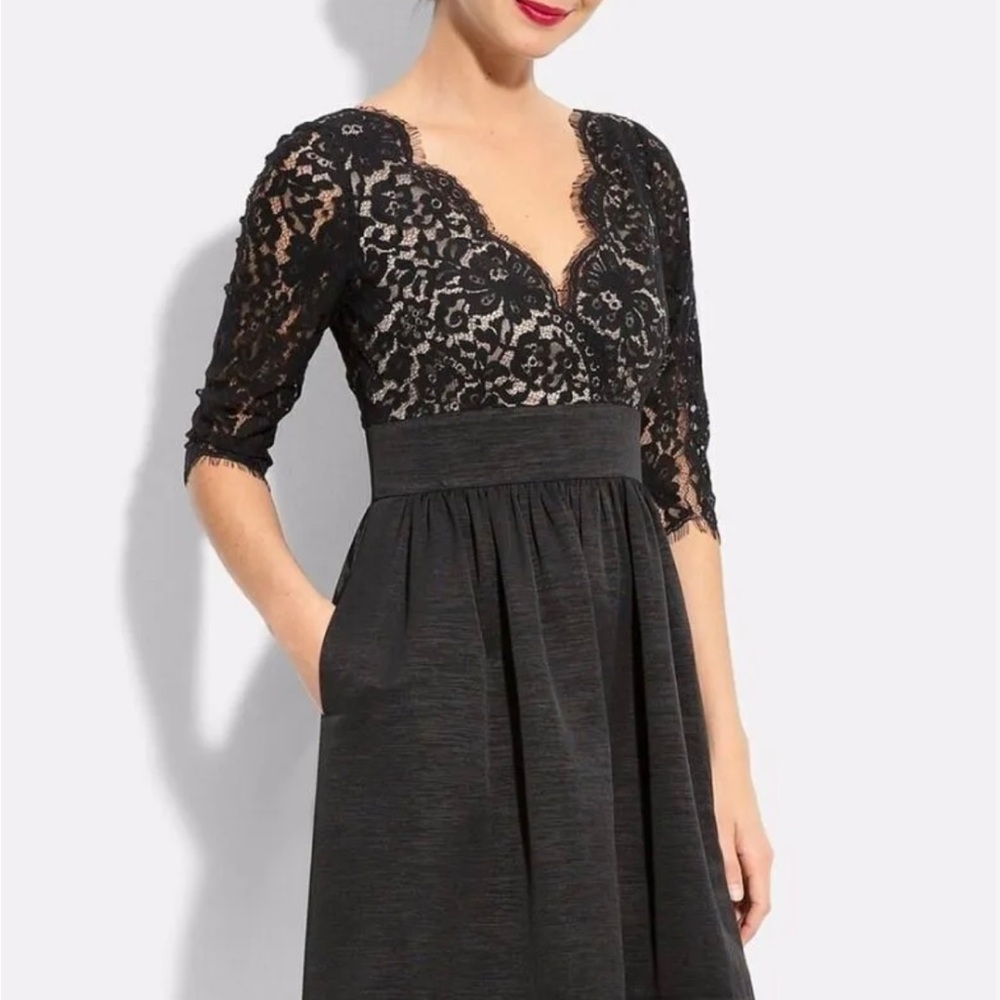 Eliza J New York Lace and Faille Cocktail Dress with Pockets Size 8